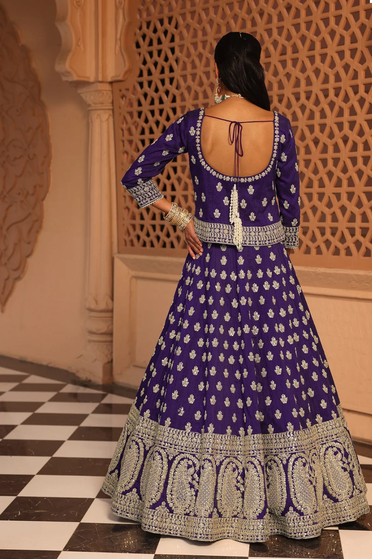Aasmaa - Purple Lehenga with Choli and Dupatta