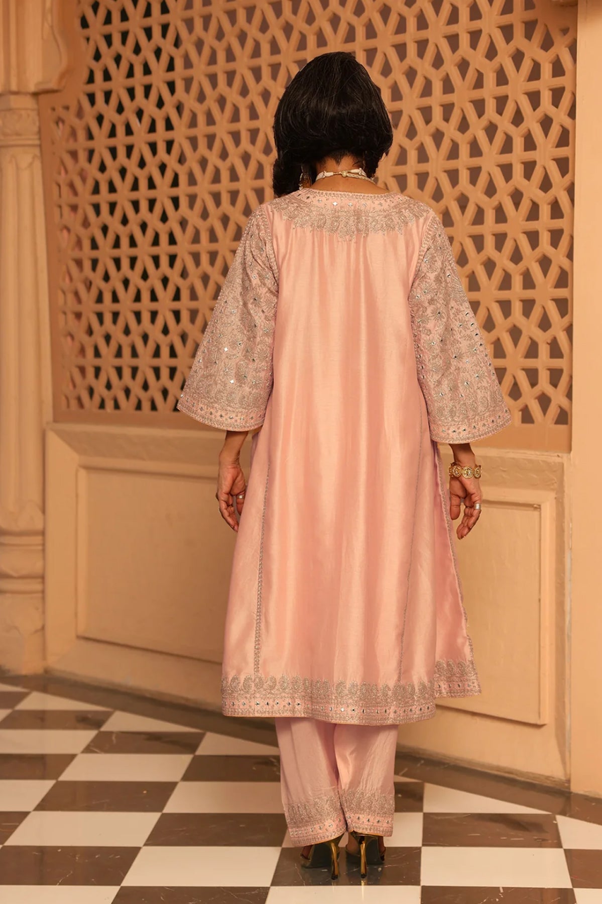 Aiman - Short Knee Length Choga with Salwar and Odhni