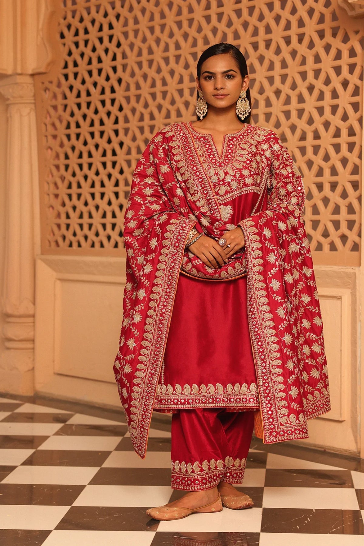 Aiman - Short Knee Length Choga with Salwar and Odhni