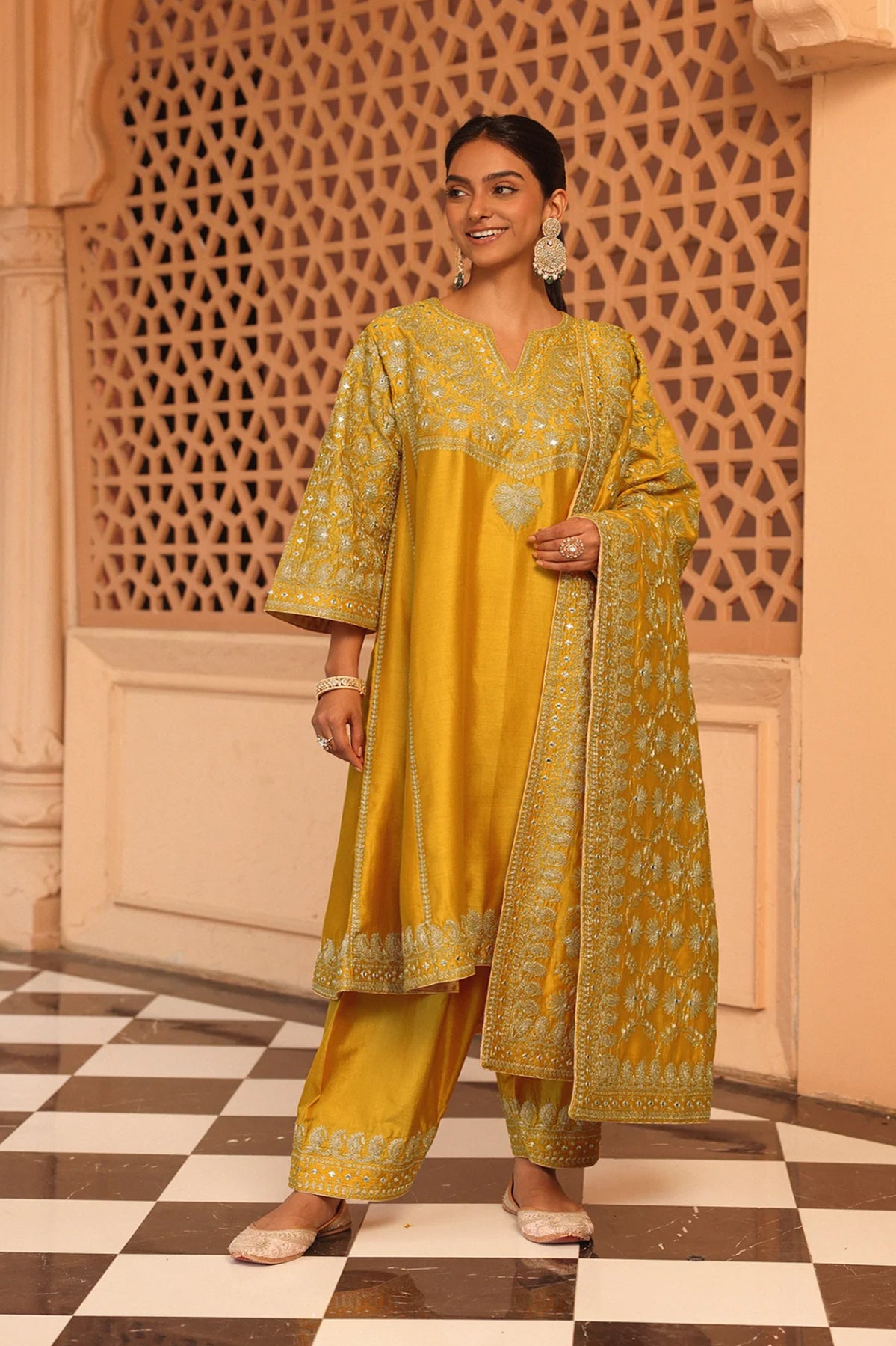 Aiman - Short Knee Length Choga with Salwar and Odhni