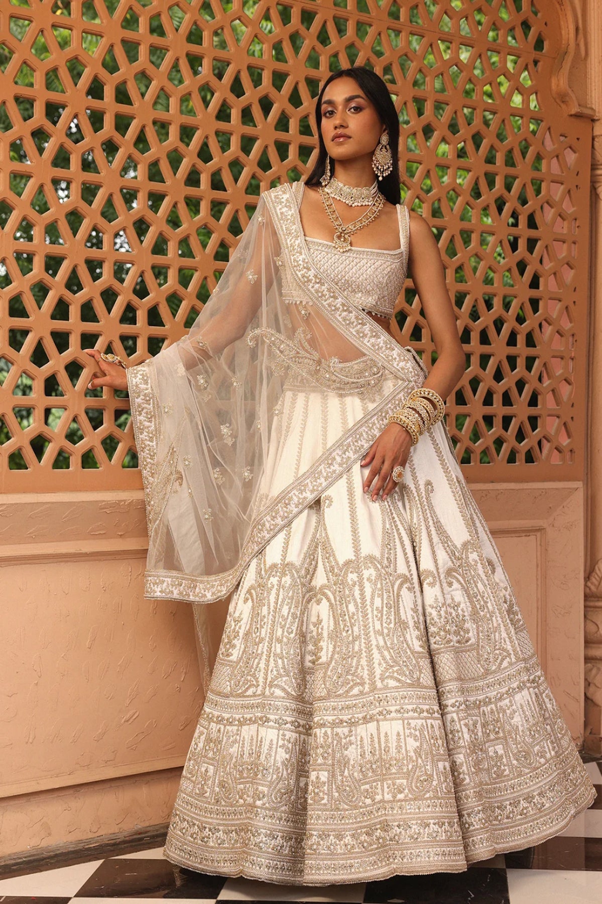 Iqra - Ivory Lehenga with Blouse and Dupatta