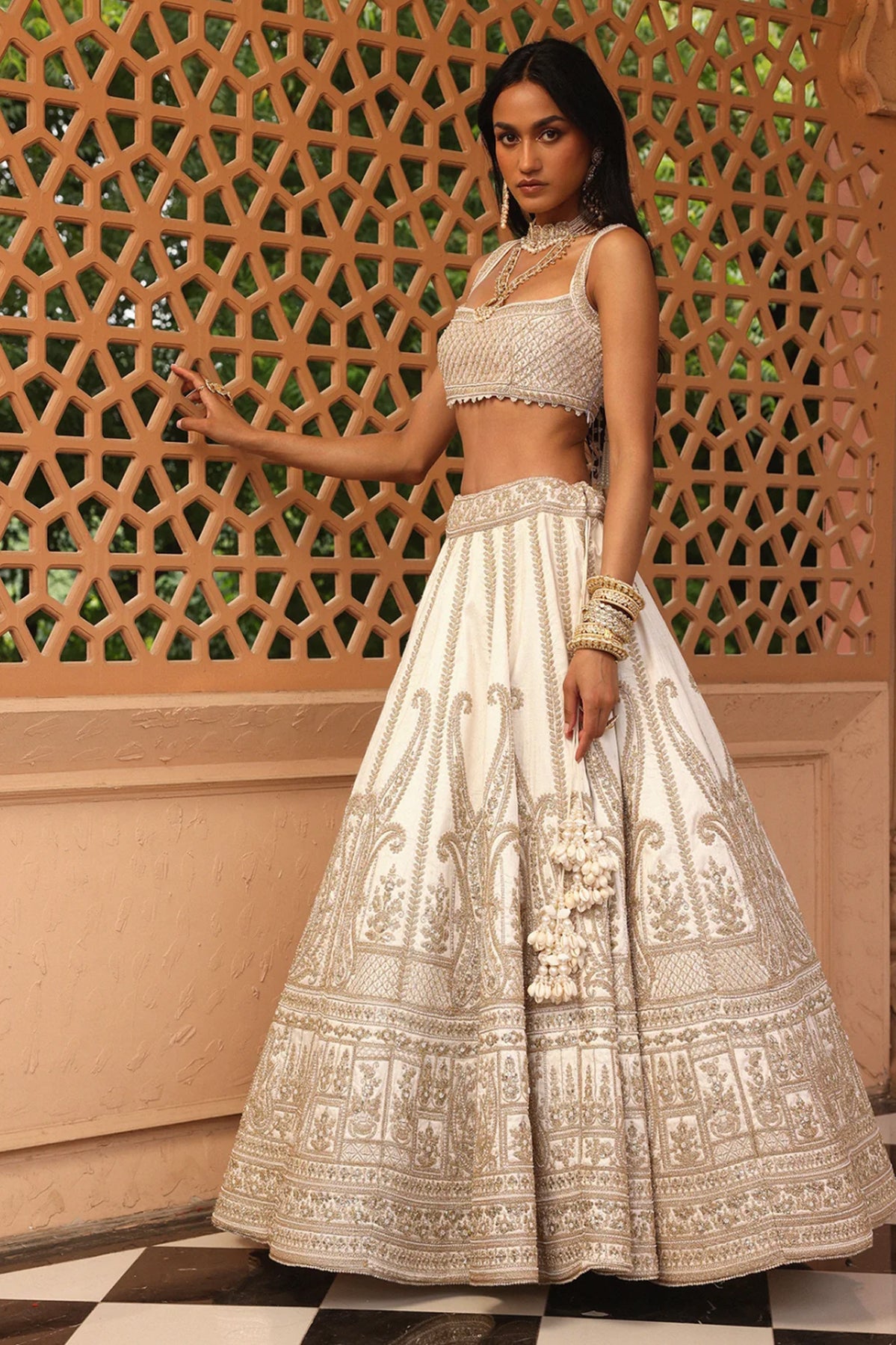 Iqra - Ivory Lehenga with Blouse and Dupatta