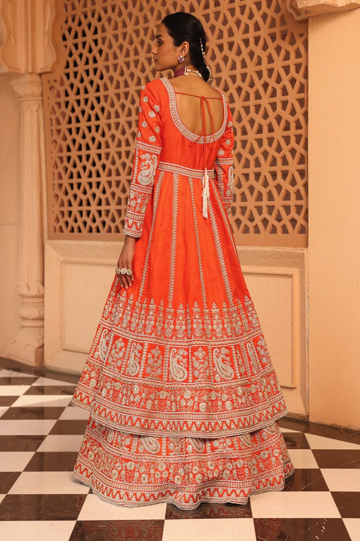 Mariyah - Orange Anarkali with Lehenga and Dupatta