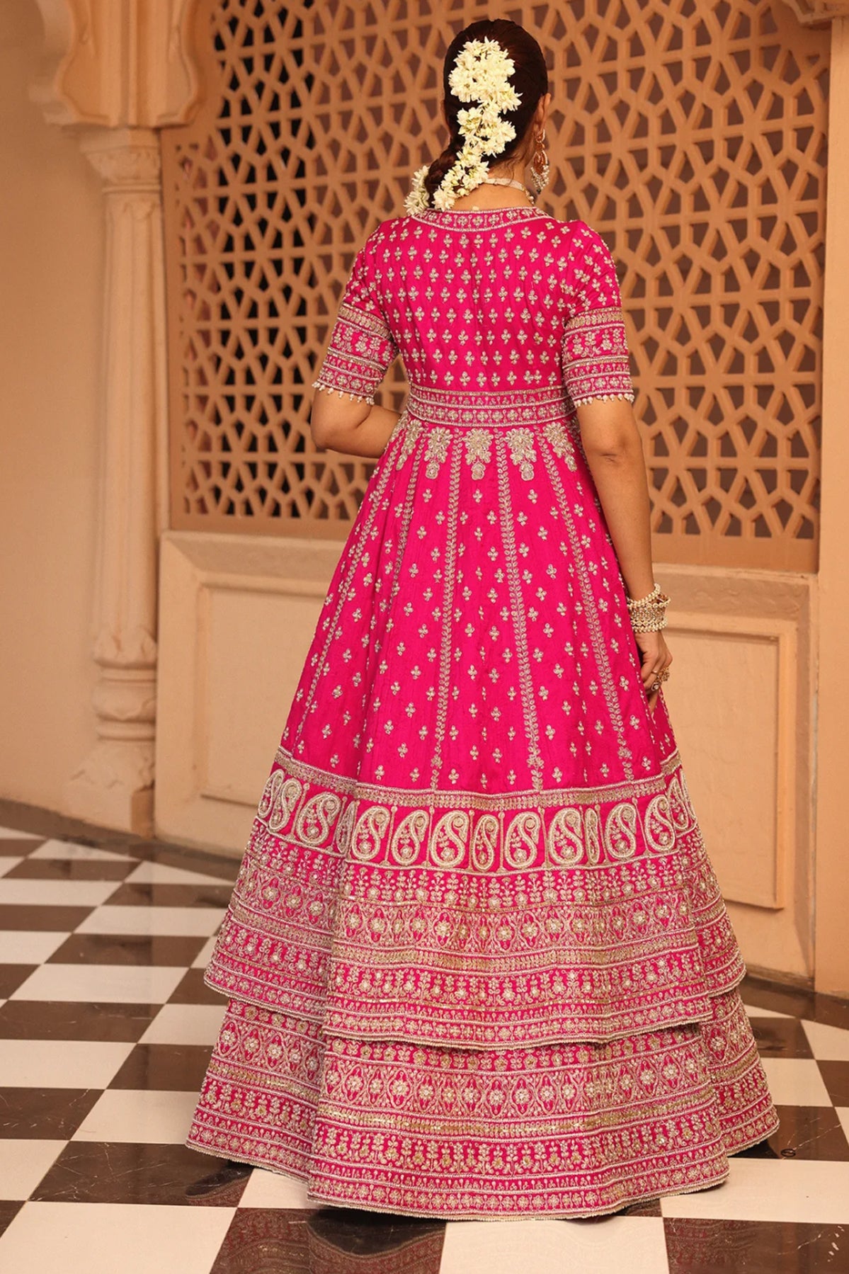 Naila - Hotpink Anarkali with Lehenga and Dupatta