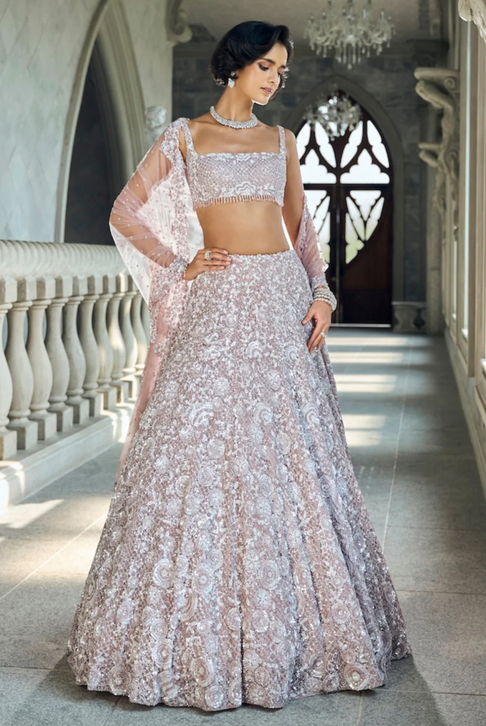 Mauve Sequin Lehenga Set
