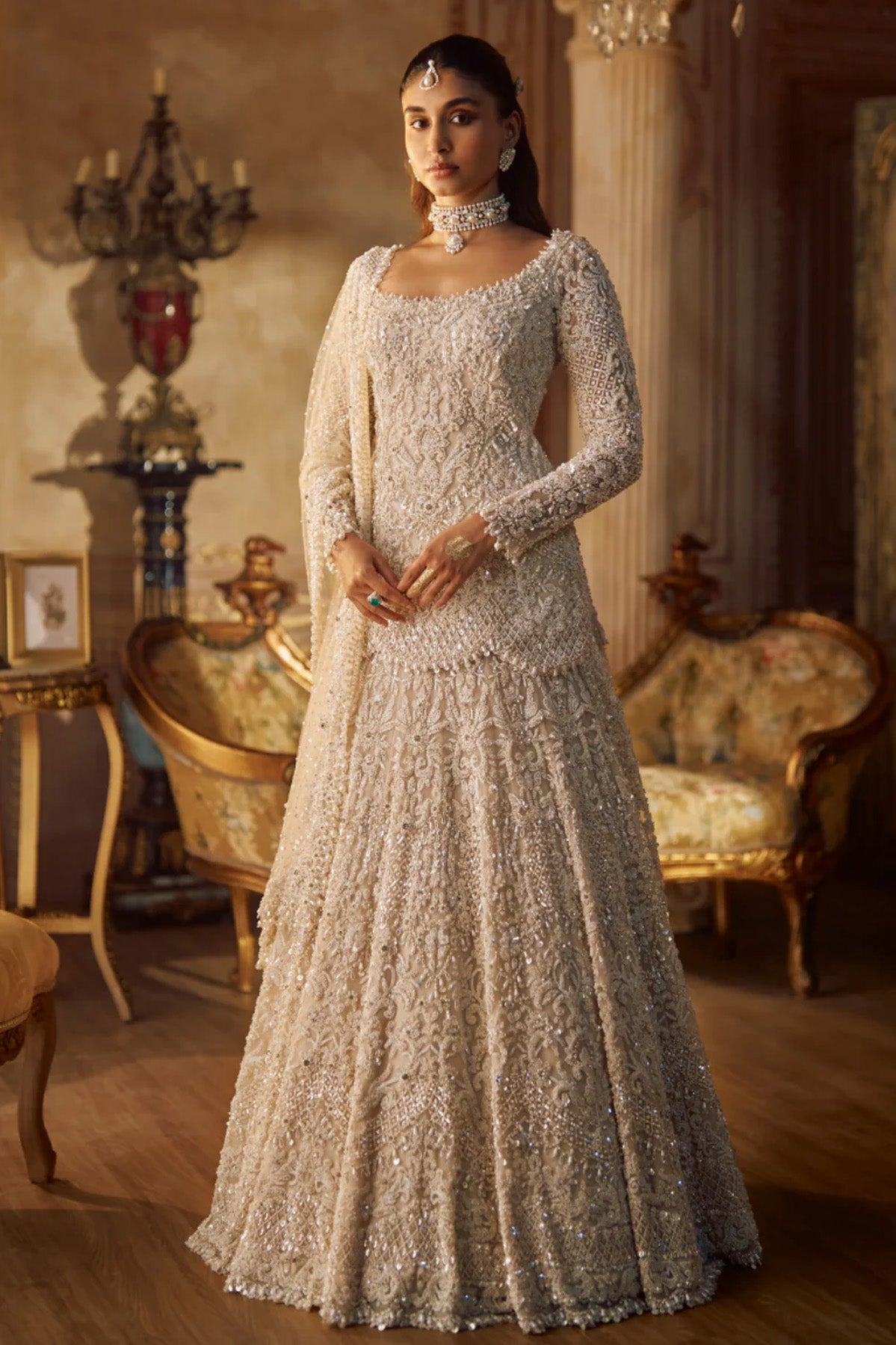 Vinatge Ivory Pearl Lehenga Set