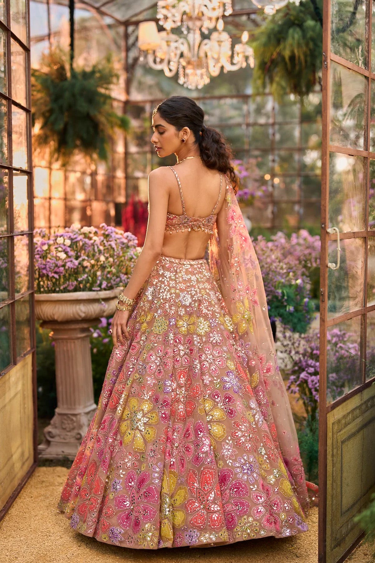 Coffee Floral Lehenga Set