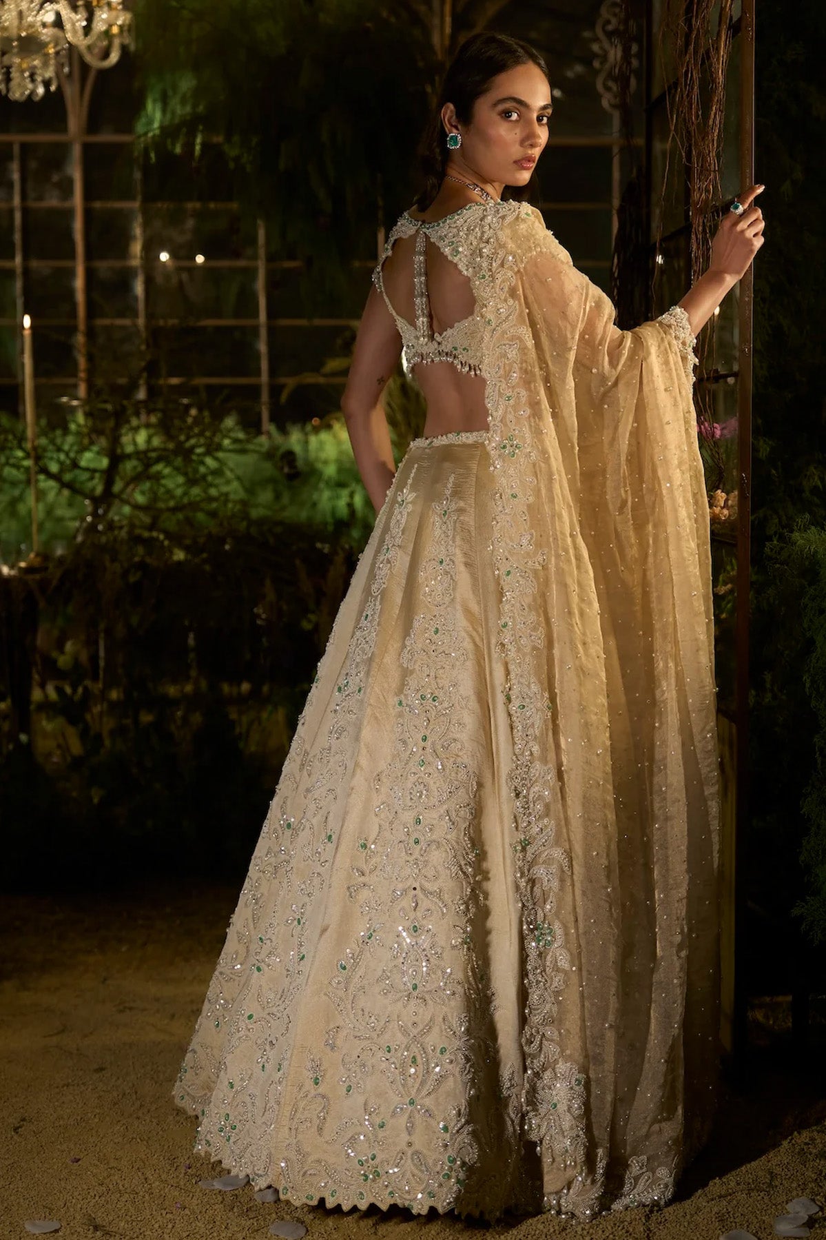 Light Gold Pearl Lehenga Set