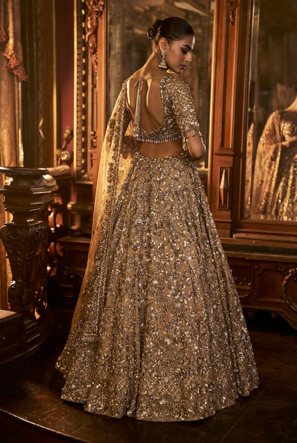 Antique Gold Tissue Lehenga Set