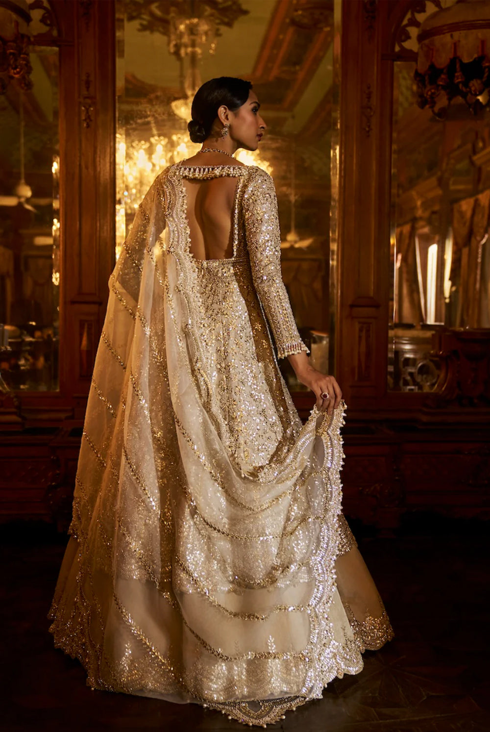 Silver Gold Jacket Lehenga Set