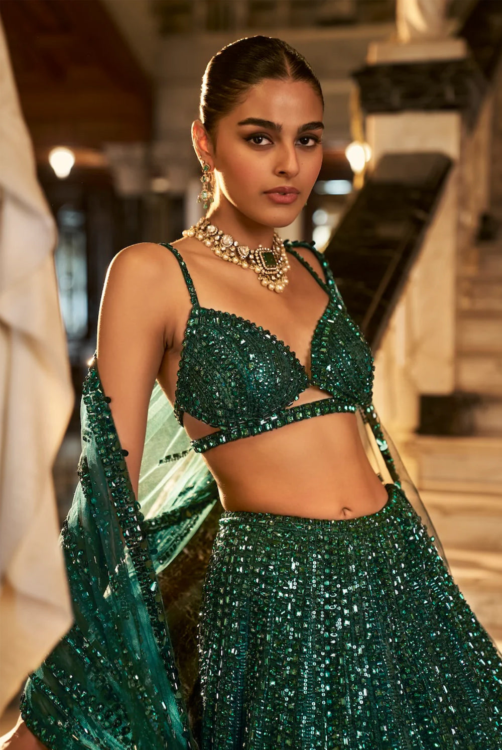 Emerald Green Lehenga Set