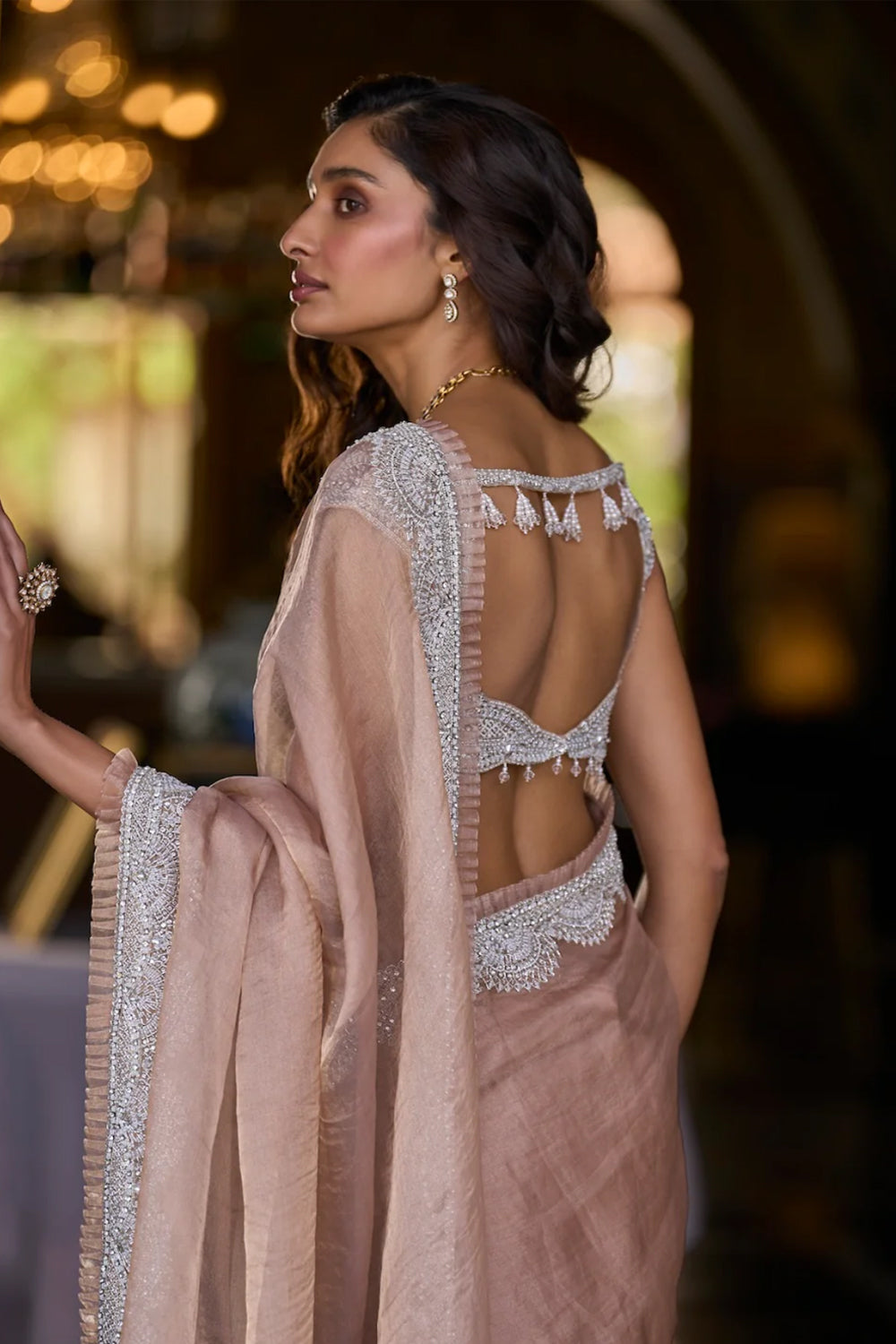 Copper Tissue Organza Saree