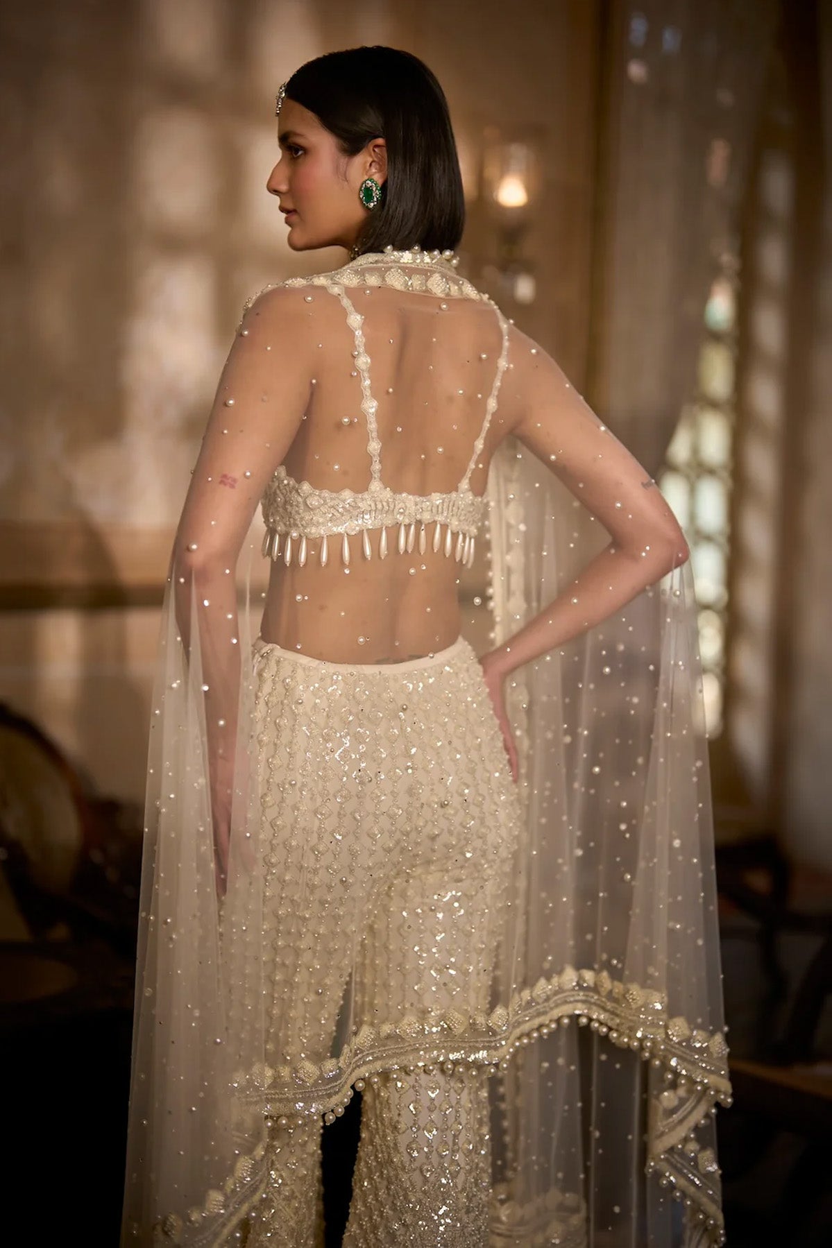 Cream Sharara - Pant Set