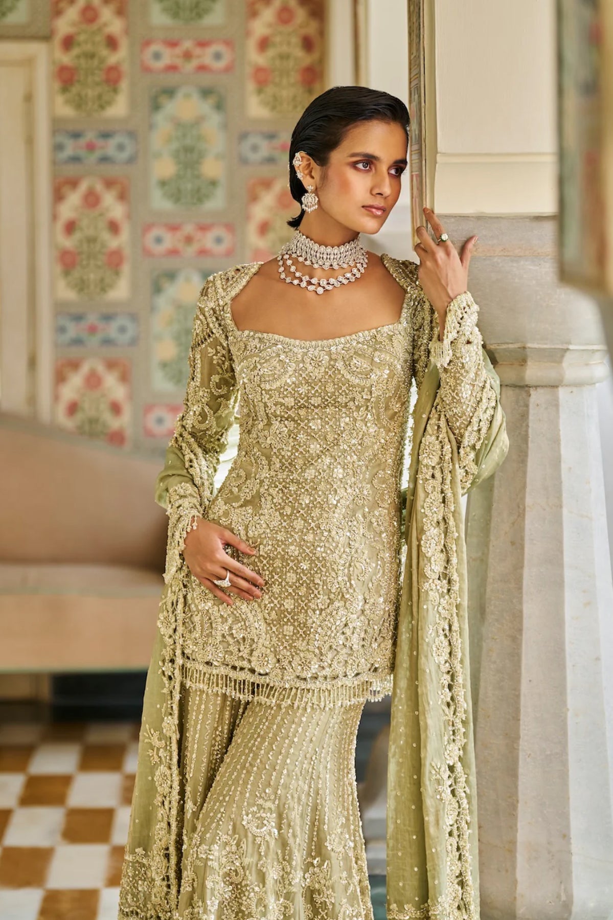 Sage Green Sharara Set