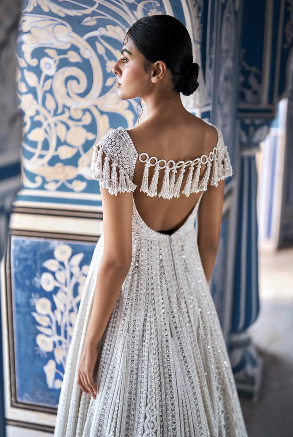 Cream Dori Anarkali Set