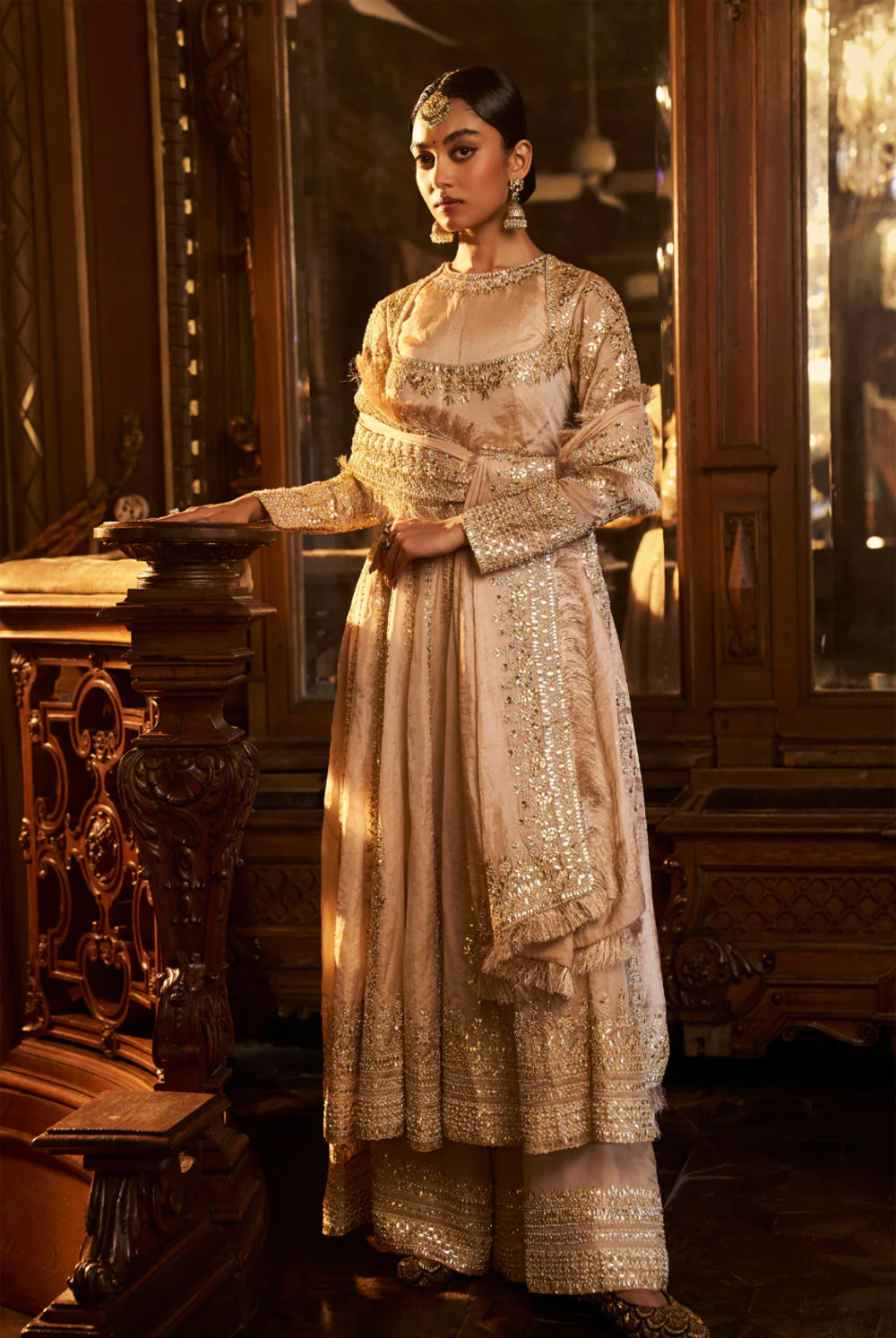 Powder Peach Gota Patti Sharara Set