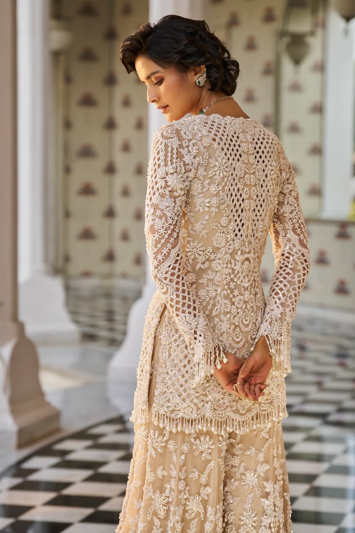 Nude Pearl Sharara Set
