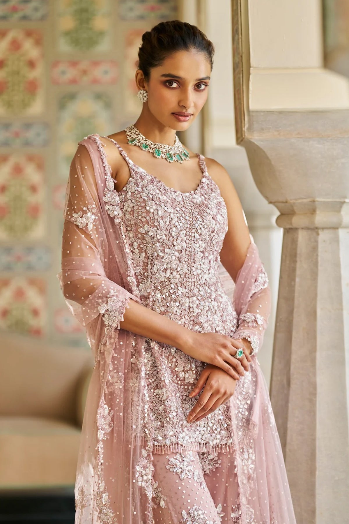 Mauve Sequin Sharara Set