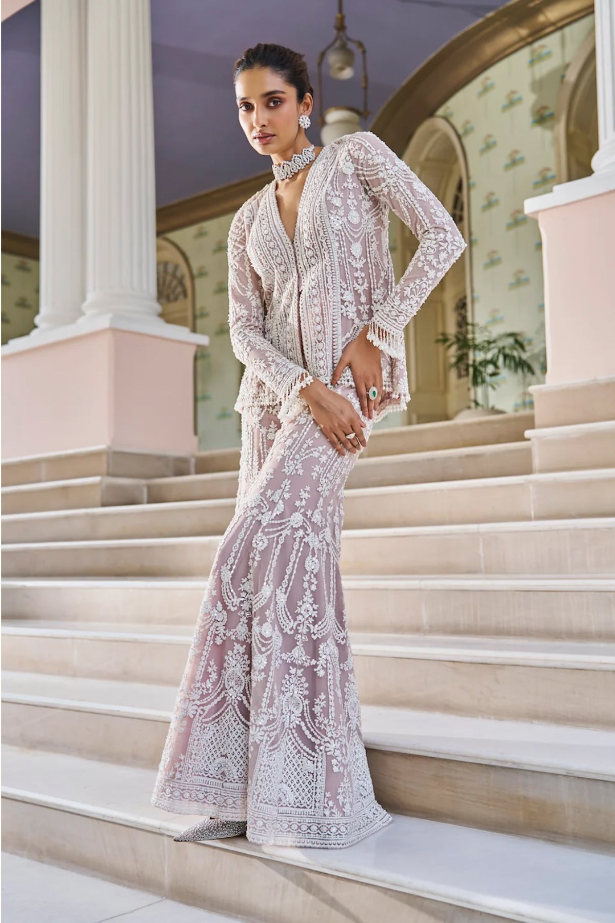 Mauve Dori Sharara Set