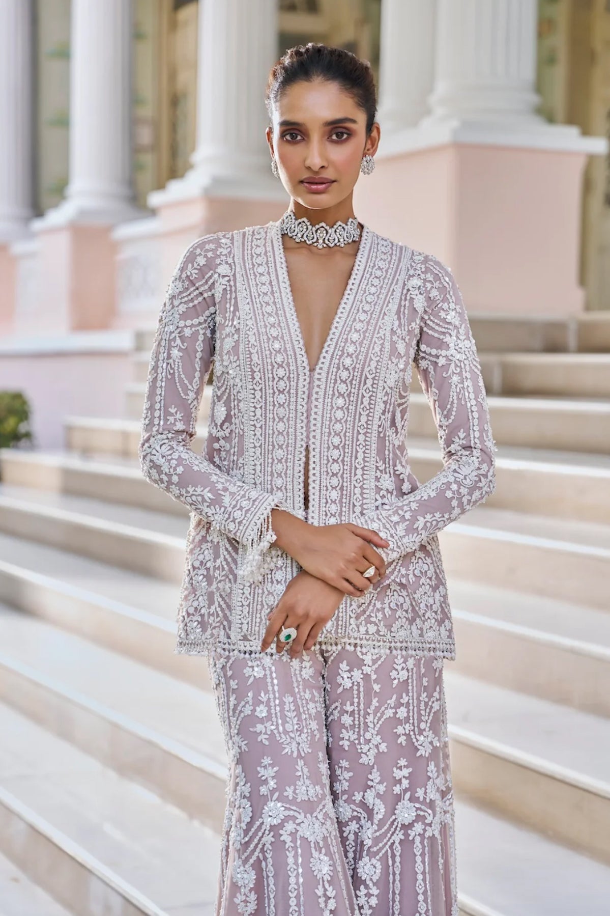 Mauve Dori Sharara Set