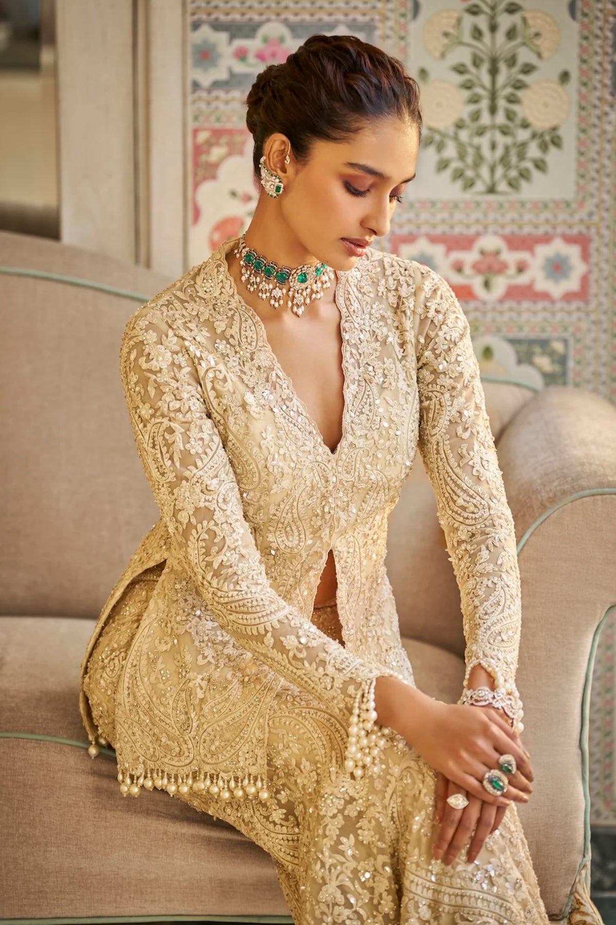 Nude Paisley Sharara Set