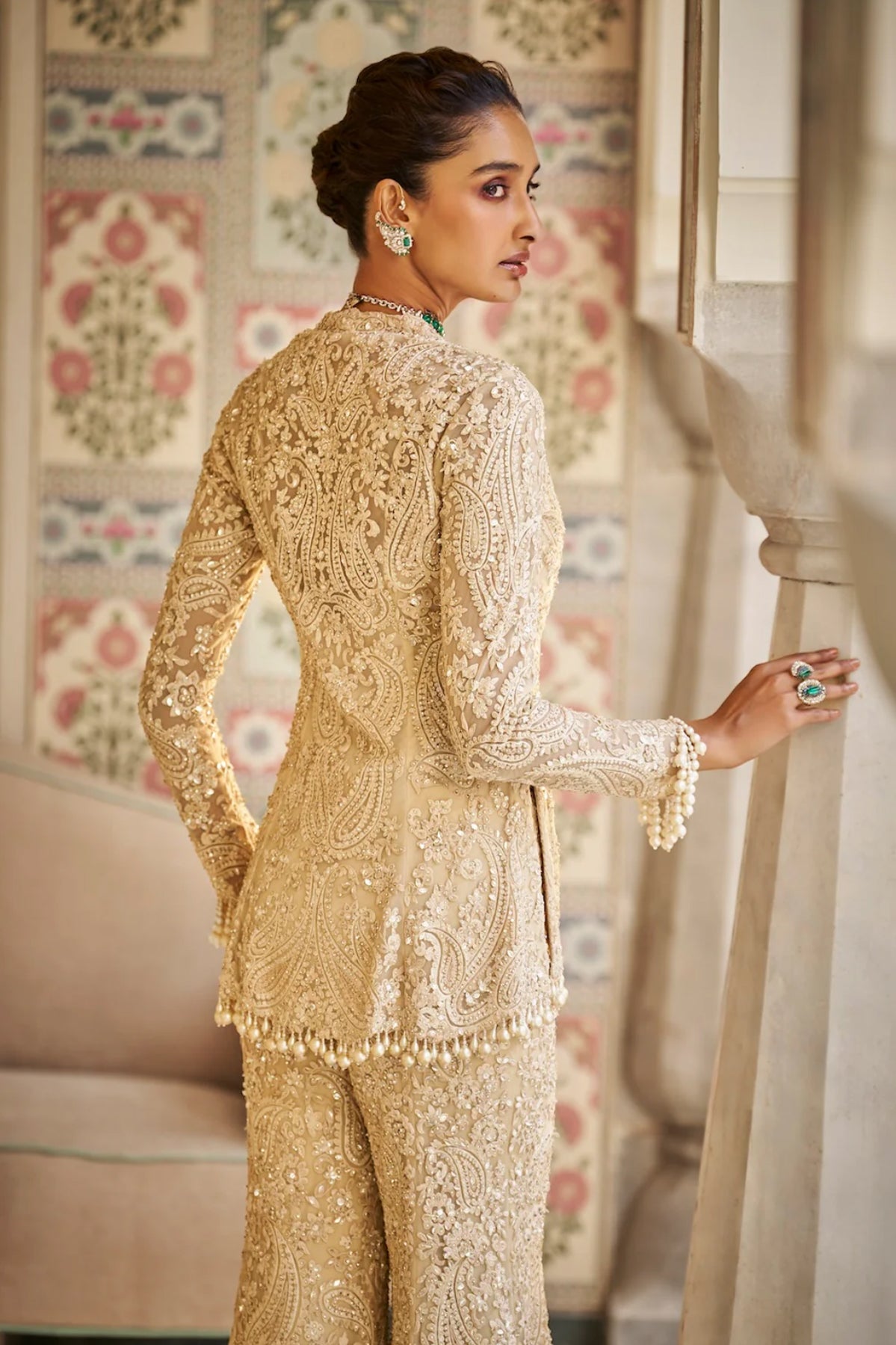 Nude Paisley Sharara Set