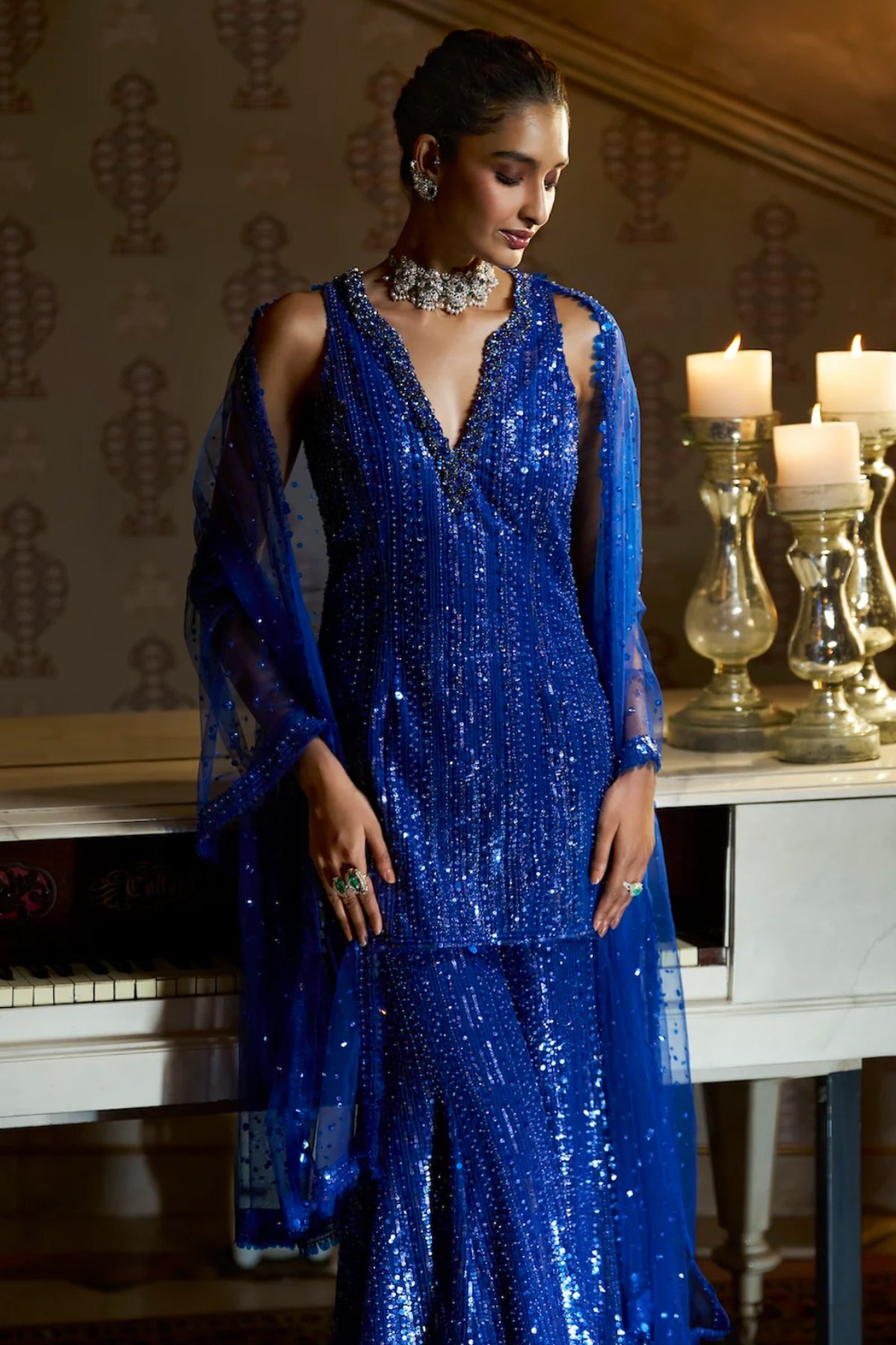 Electric Blue Sharara Set