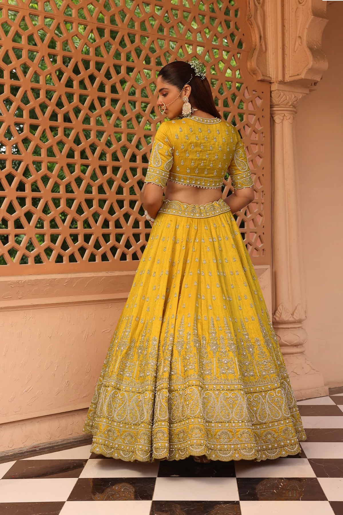 Uzma - Mustard Lehenga with Blouse and Dupatta