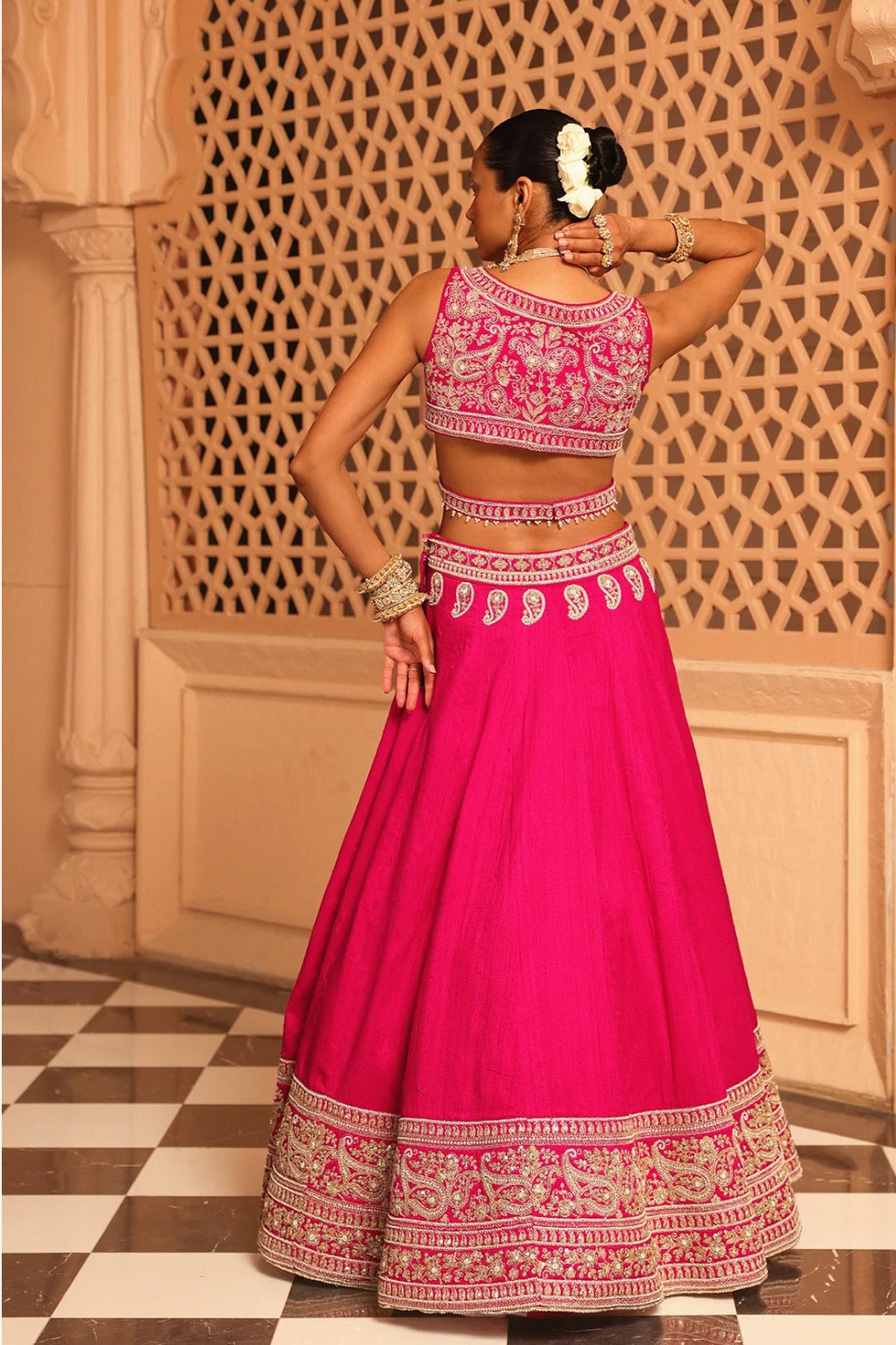 Ilma - Hotpink Lehenga with Blouse and Dupatta
