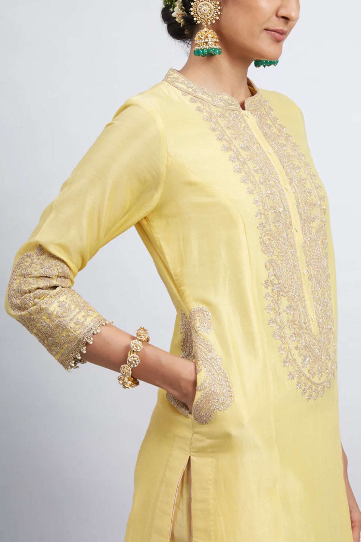 AADIRAH- EMBROIDERED KURTA SET WITH SIDE POCKETS