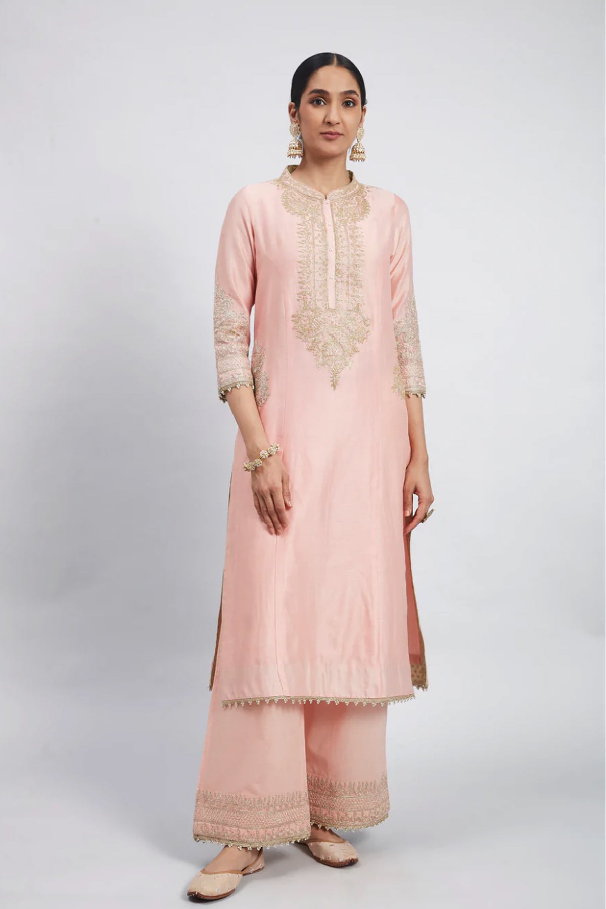 AADIRAH- EMBROIDERED KURTA SET WITH SIDE POCKETS