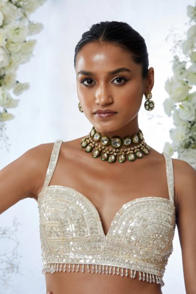 Ivory Sequin Lehenga Set