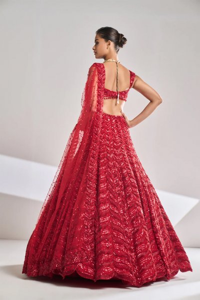 Red Leaf Lehenga Set