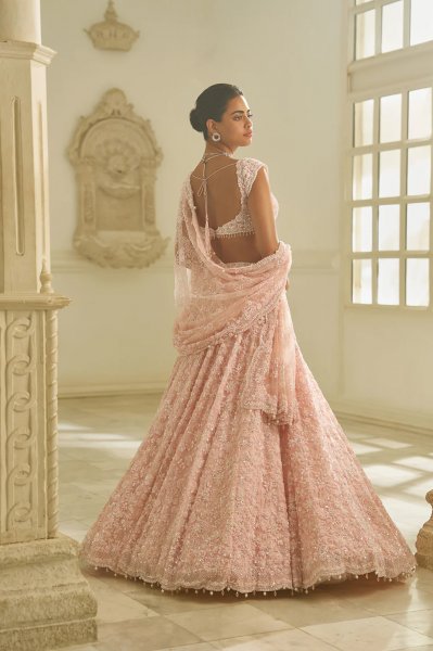 Powder Pink Floral Lehenga Set