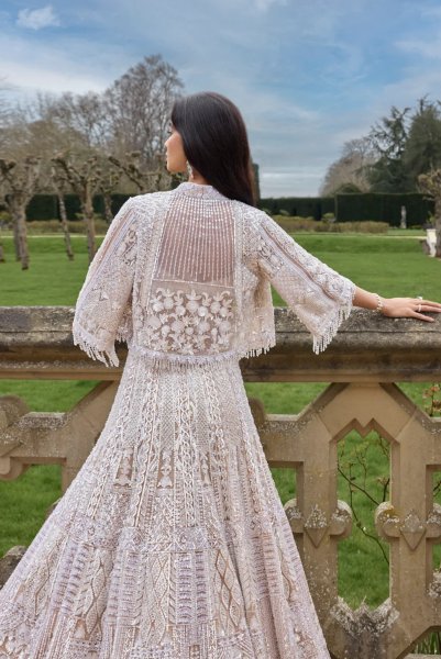 Nude Silver Jacket Lehenga Set