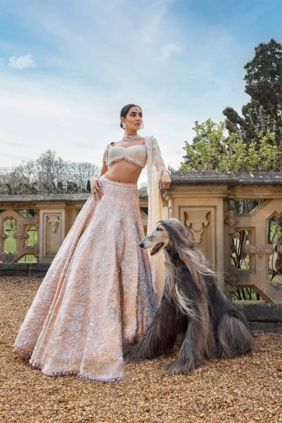 Powder Peach Pearl lehenga Set