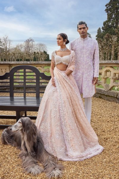 Powder Peach Pearl lehenga Set