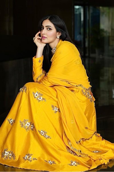 Citrus Yellow Silk Anarkali Set