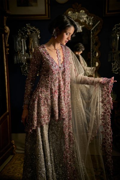 Ruby Silver Sharara Set