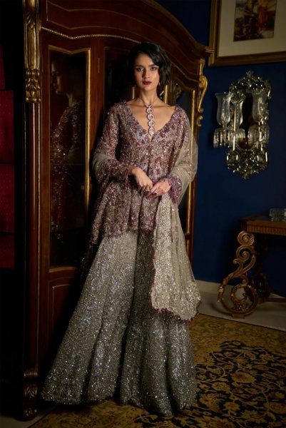 Ruby Silver Sharara Set