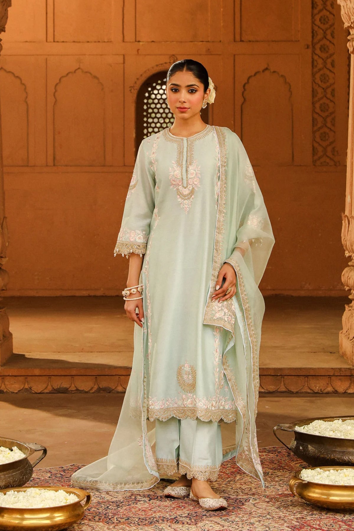 Yasna - Long kurta with palazzo and dupatta