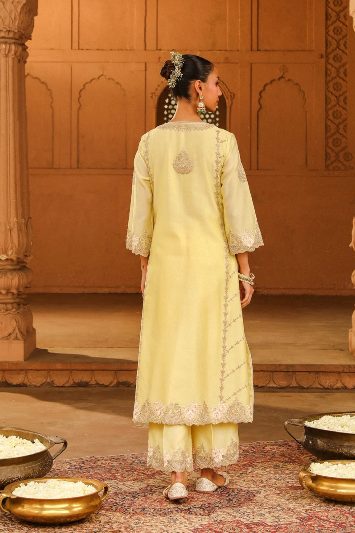 Yusra - Long kurta with palazzo and dupatta