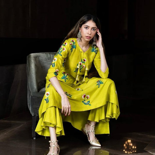 Lime Embroidered Set
