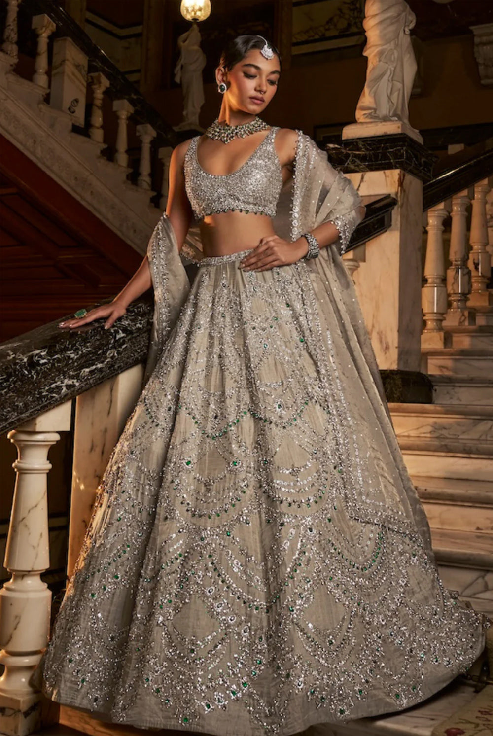 Champagne Chandelier Lehenga Set