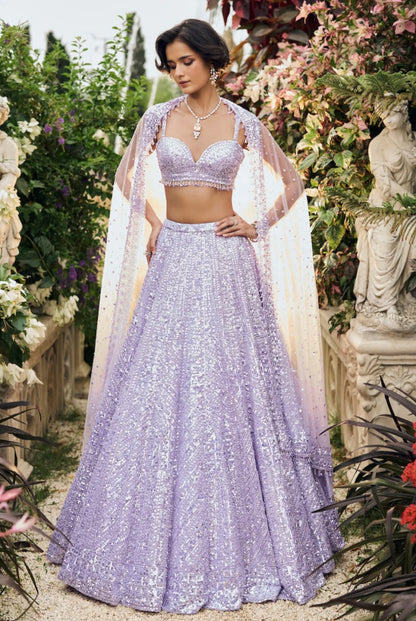 Lavender Sequin Lehenga Set