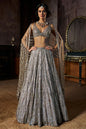 Charcoal Multi-Coloured Crystal Lehenga