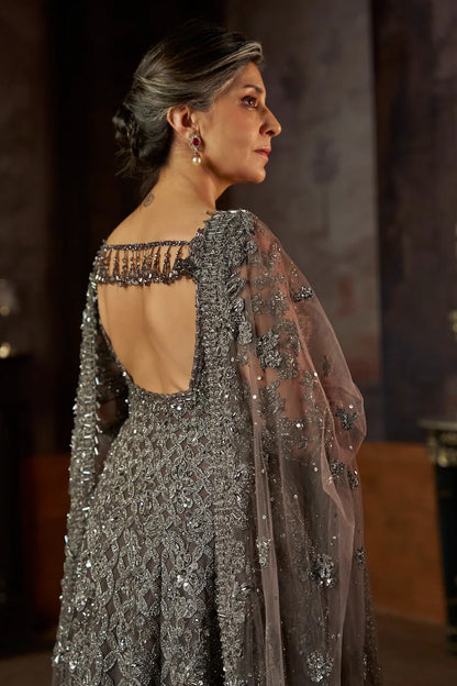 Charcoal Jacket Lehenga Set
