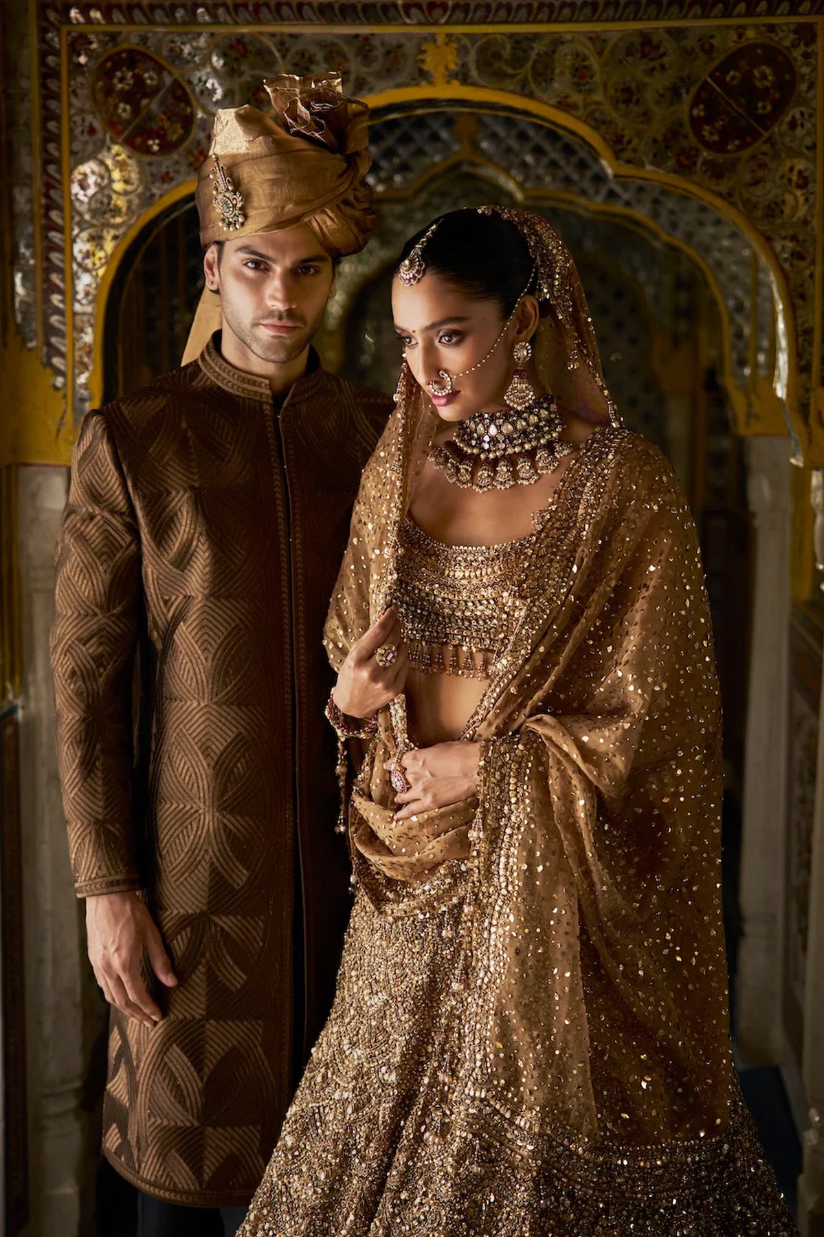 Antique Gold Scalloped Lehenga Set