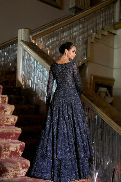 Midnight Blue Jacket Lehenga Set