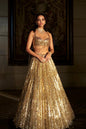 Gold Crystal Lehenga Set